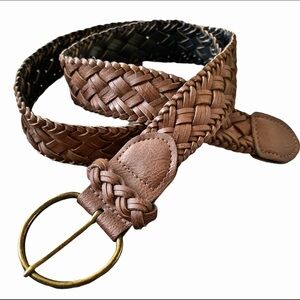 Y2K bohemian brown leather braided belt
